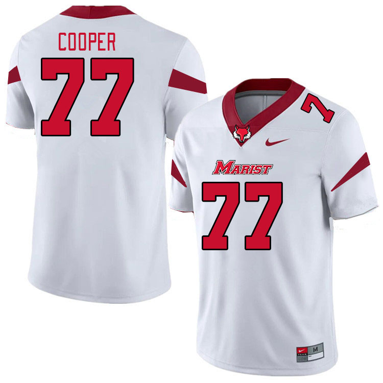 Men-Youth #77 Zaire Cooper Marist Red Foxes 2023 College Football Jerseys Stitched-White